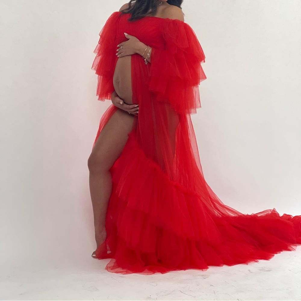 Red Fluffy Tulle Robe